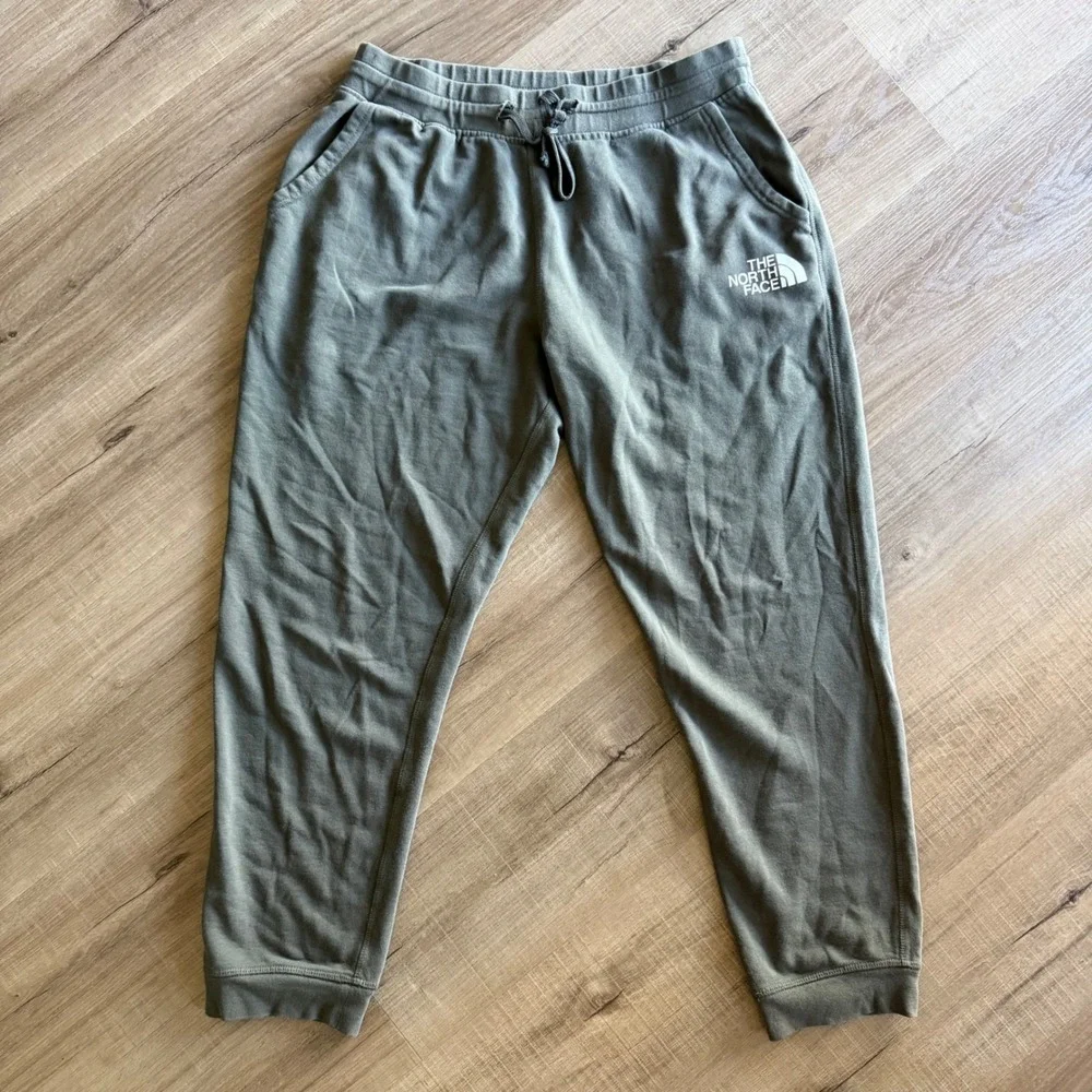 The North Face Mens Fleece Joggers Olive Green Sweatpants Large RN 61661